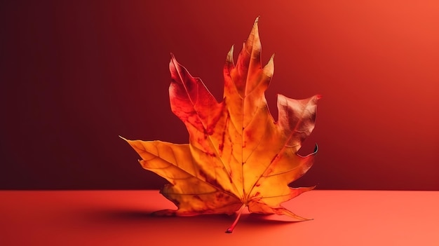 Paper autumn leaves arrangement on orange background Generative Ai