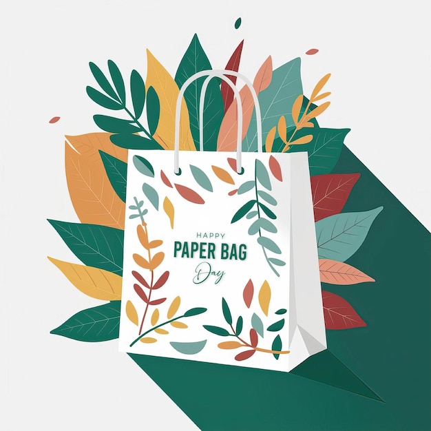 Photo paper bag day post national paper bag day vector paper bag day poster card illustration happy paper