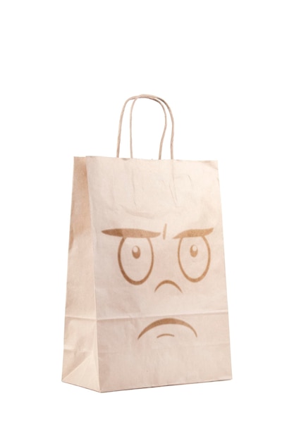 Paper bag with a cartoon face