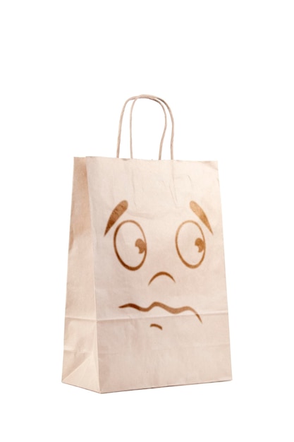 Paper bag with a cartoon face