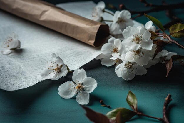 A paper bag with flowers on it and a paper bag with the word cherry on it.