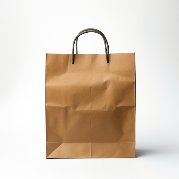 Paper bag with handle white background