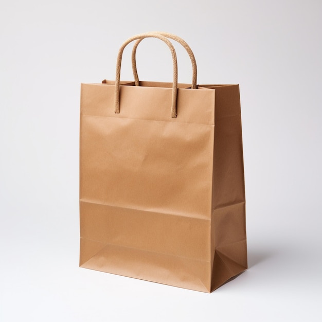 Paper bag with handle white background