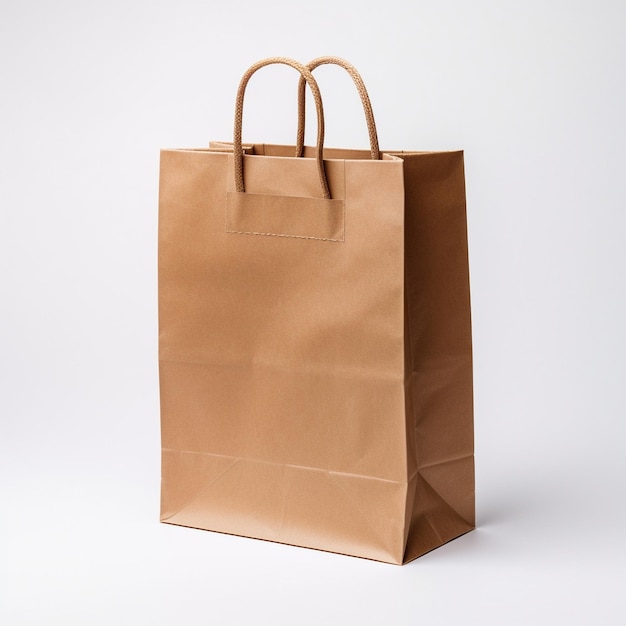 Paper bag with handle white background