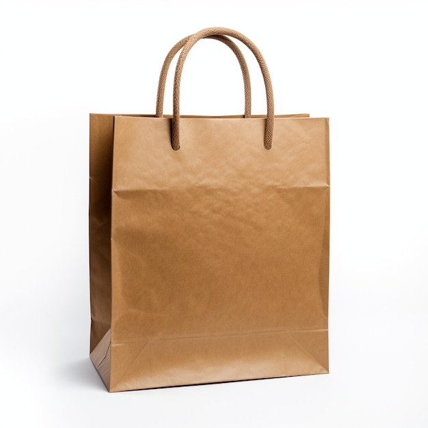 Paper bag with handle white background