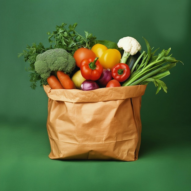 paper bag with vegetables