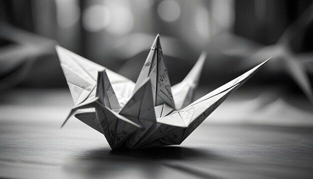 Photo a paper boat made by a paper boat that has a triangle on it