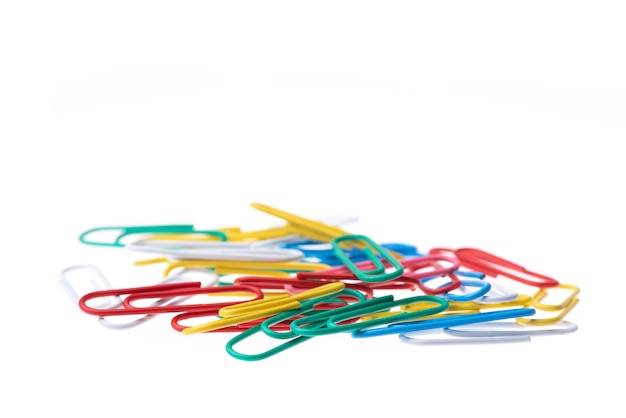 Paper clip in various colors isolated 