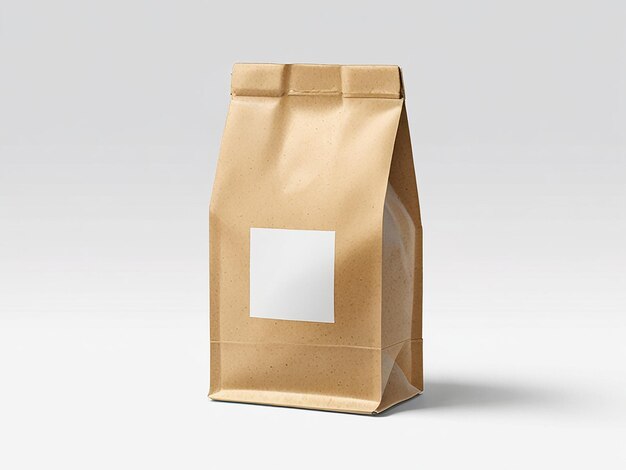 Photo paper coffee bags blank mockup with isolated white background