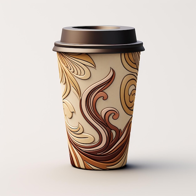 Paper coffee container with brown lid