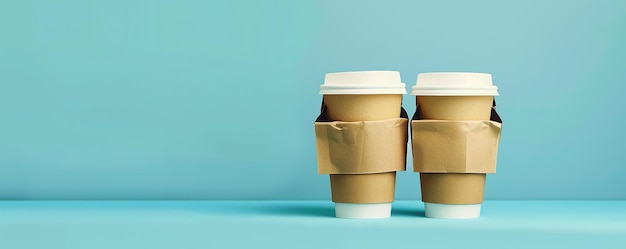 Paper coffee cup isolated on blue background