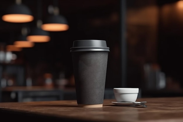 Paper Coffee Cup on Table Mockup