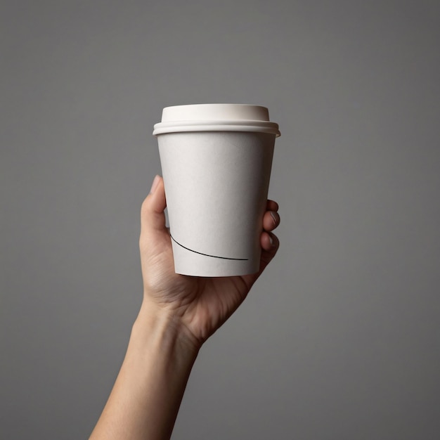 Paper Coffee Cup with a blank wraparound Mock up with plain background