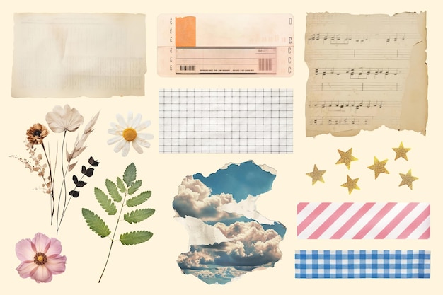 Photo paper collage design element set