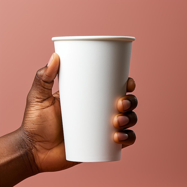 paper cup mockup held by Hand