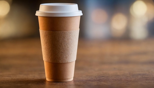 Paper cup with coffee closeup