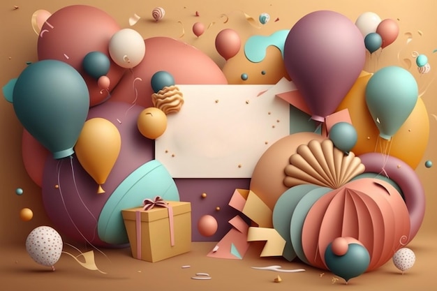 A paper cut art illustration of balloons