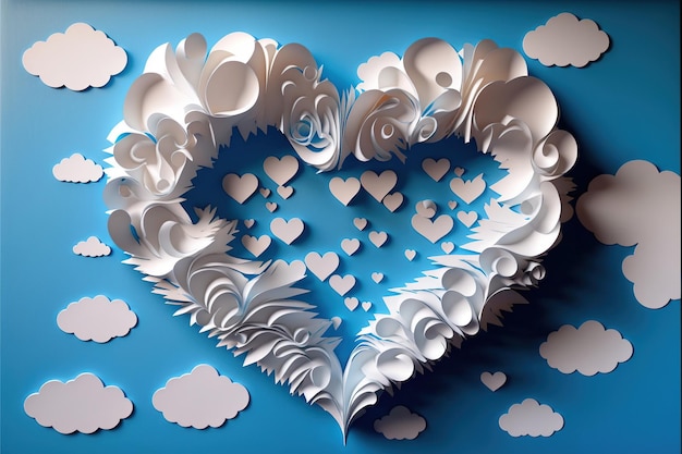 Paper cut of cloud with blue sky forest Made by AIArtificial intelligence