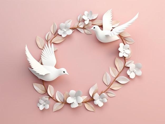 Paper cut dove pigeon peace background illustration AI generated