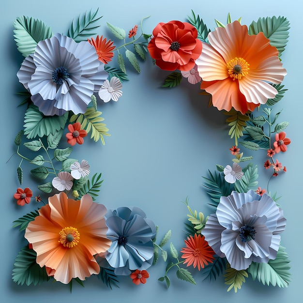 paper cut floral frame background