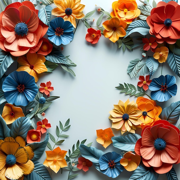 paper cut floral frame background