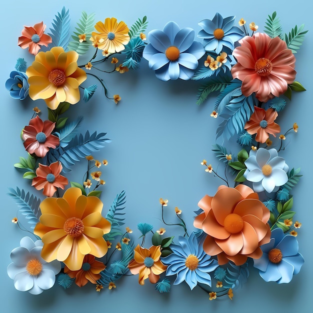 paper cut floral frame background