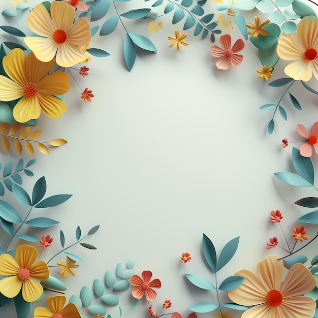 paper cut floral frame background