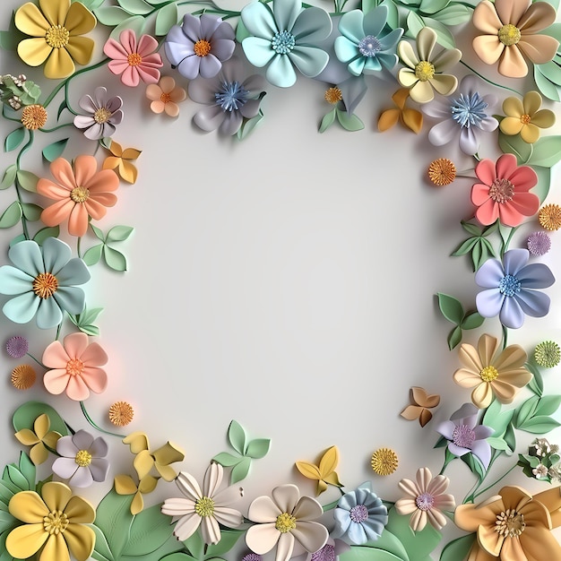 paper cut floral frame background