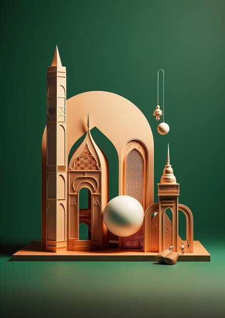 A paper cut out of a building with a dome and a ball.