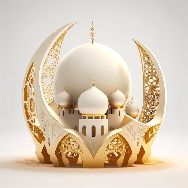 A paper cut out of a mosque with a crescent moon on it.