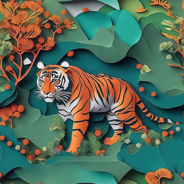 Photo a paper cut out of a tiger