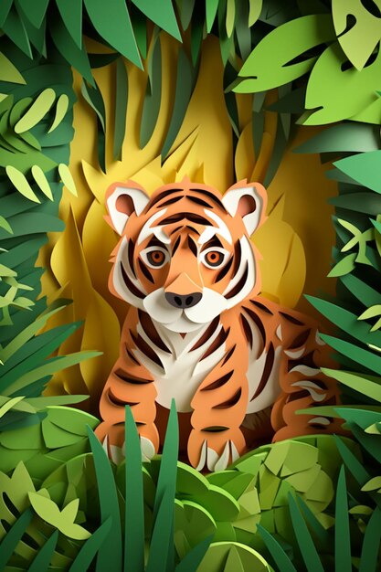 A paper cut out of a tiger