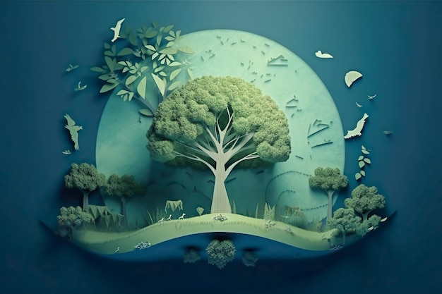 Paper cut World environment and earth day concep Happy Earth Day April 22 Save the Earth for environmental protection Generate Ai