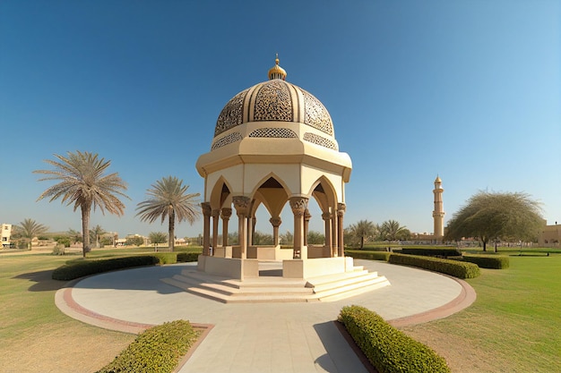 A paper cutout of a mosque with the moon in the background Islamic white Mosque generative ai