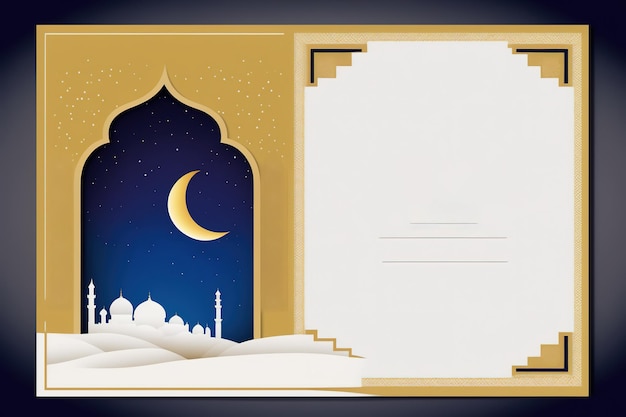 A paper cutout of a mosque with a moon and the text ramadan.