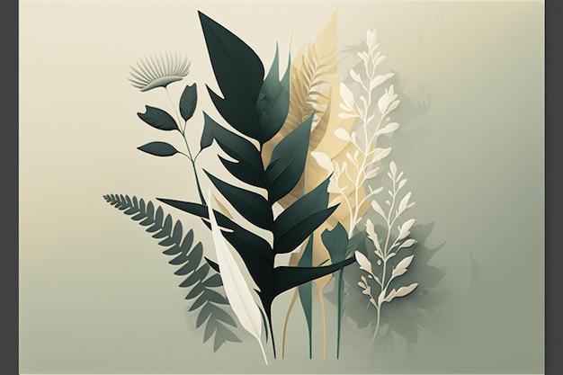 A paper cutout of plants with leaves and flowers.