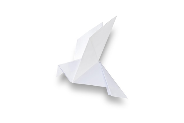 Paper dove origami isolated on a white background