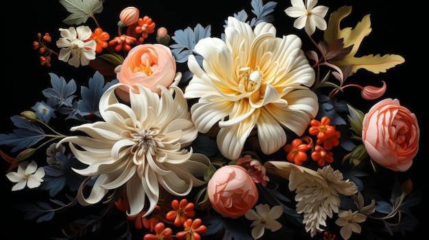 Paper Flowers in a Dark Background