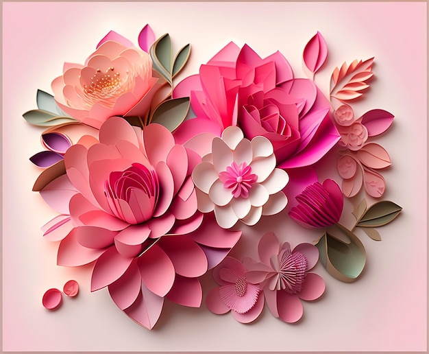 Paper Flowers in Pinks AI Generated