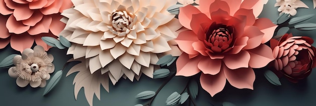 Paper flowers with a leaf on the top