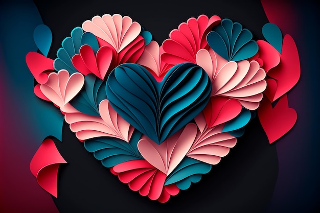 Paper heart Love and valentine's day concept Generative AI