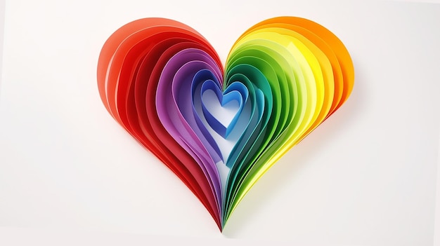 paper heart with rainbow colors