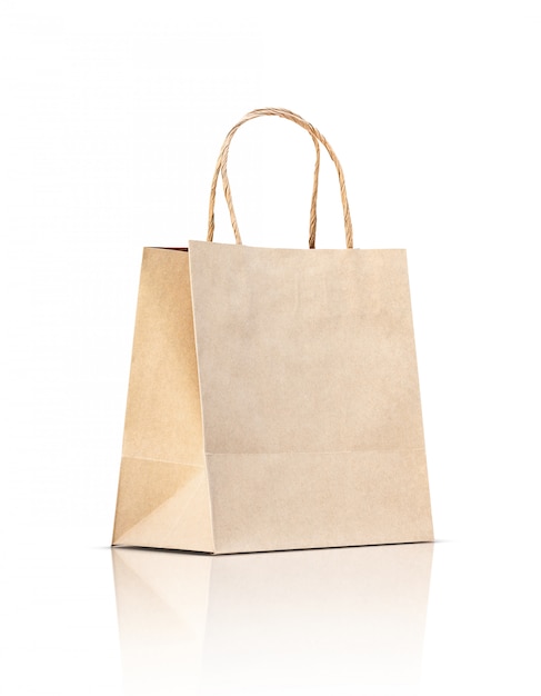 Paper kraft shopping bag isolated