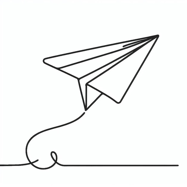 Paper plane drawing vector continuous single one line art style isolated on white background