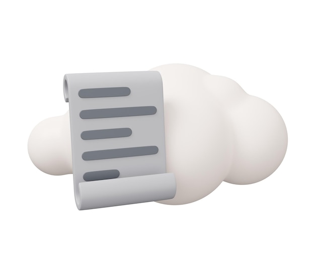 Paper scroll cloud 3d illustration Minimal 3d render illustration isolated on white background