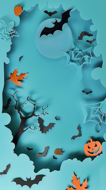 paper sculpture banner Halloween background