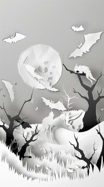 paper sculpture banner Halloween background