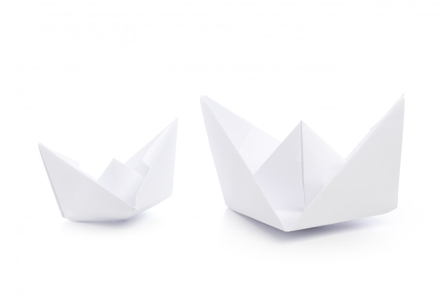 Paper ships isolated on white