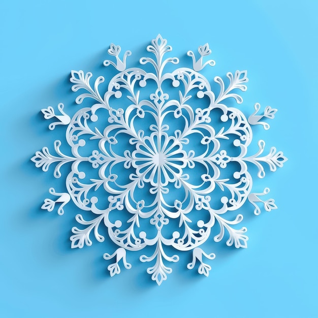 a paper snowflake on a blue background