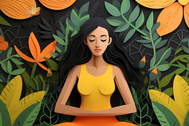 Paper style international yoga day background